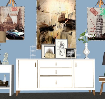 现代实木边柜su模型