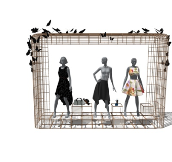 现代服装店玻璃展柜su模型