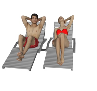 现代户外躺椅su模型