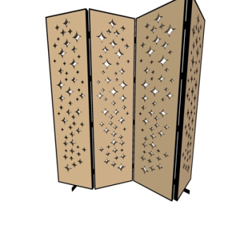 现代镂空屏风隔断su模型