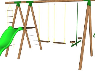 现代滑梯秋千儿童游乐设备su模型