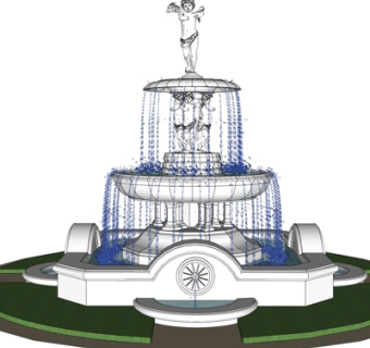 欧式景观喷泉小品su模型