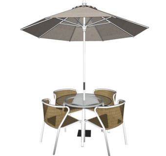 现代室外藤编休闲桌椅su模型