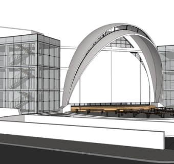 现代办公楼外观su模型