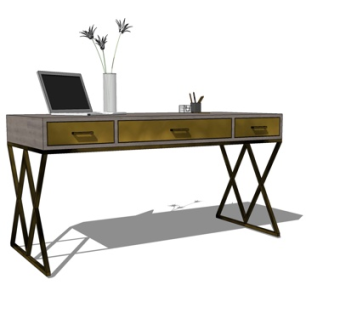 现代条形书桌su模型