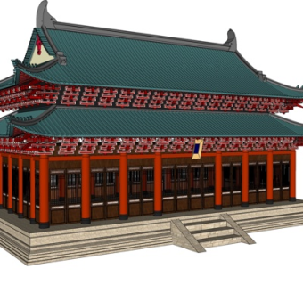 中式古建阁楼su模型