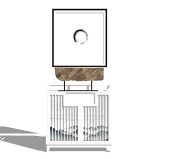 新中式装饰边柜su模型