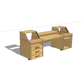 现代实木书桌su模型
