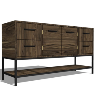 现代原木边柜su模型