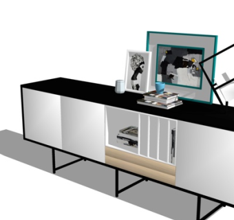 现代实木边柜su模型