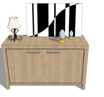 现代实木边柜su模型