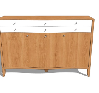 现代实木边柜su模型