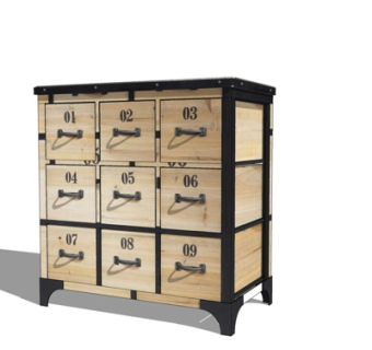 工业风实木斗柜su模型