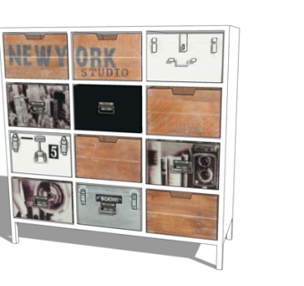 美式实木斗柜su模型