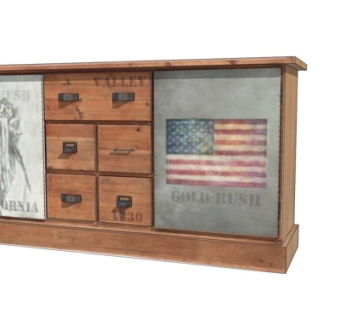 美式实木边柜su模型