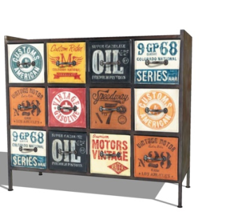 美式实木斗柜su模型