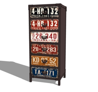 美式实木斗柜su模型