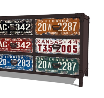 美式实木边柜su模型