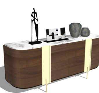 现代轻奢边柜su模型