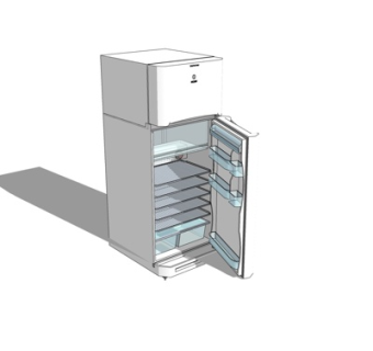 现代单开门冰箱su模型