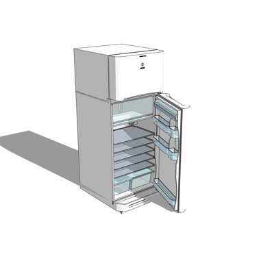 现代单开门冰箱su模型
