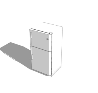 现代单开门冰箱su模型