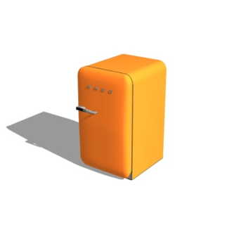 现代单开门冰箱su模型