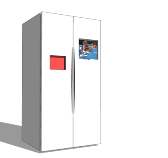 现代双开门冰箱su模型