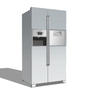 现代双开门冰箱su模型