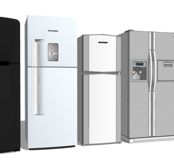 现代单开门冰箱su模型