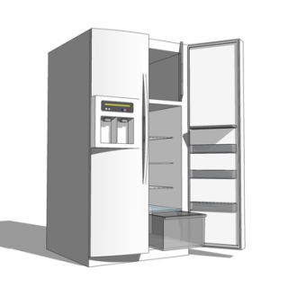 现代双开门冰箱su模型