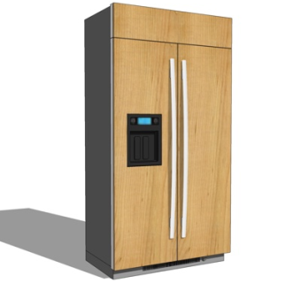 现代单开门冰箱su模型