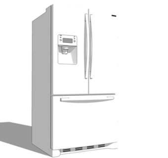 现代单开门冰箱su模型