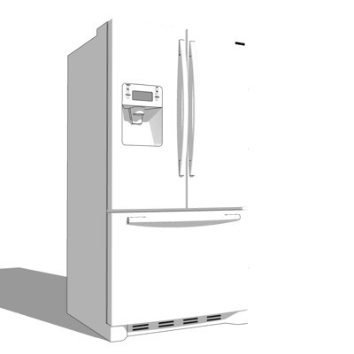 现代单开门冰箱su模型