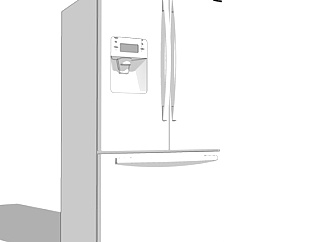 现代单开门冰箱su模型