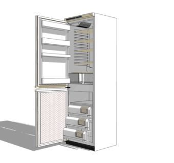 现代单开门冰箱su模型