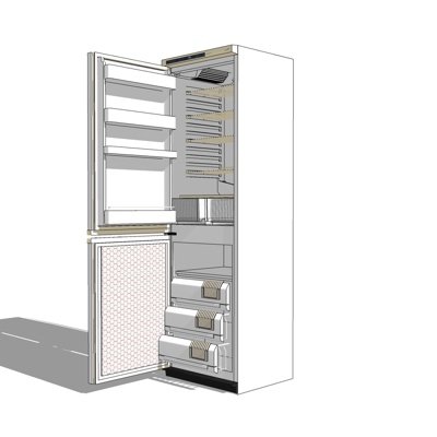现代单开门冰箱su模型