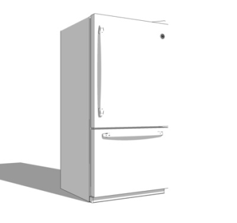 现代单开门冰箱su模型