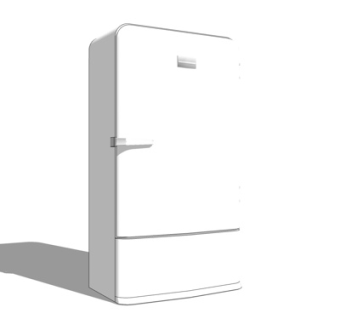 现代单开门冰箱su模型