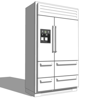 现代双开门冰箱su模型