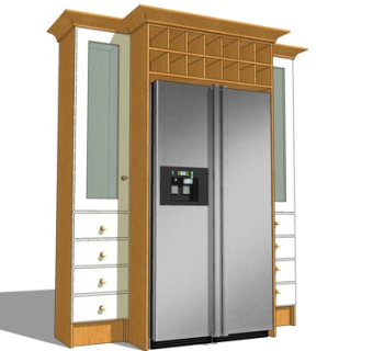 现代双开门冰箱su模型