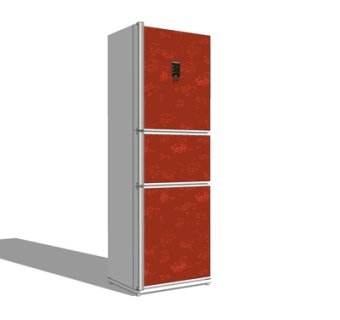 现代单开门冰箱su模型