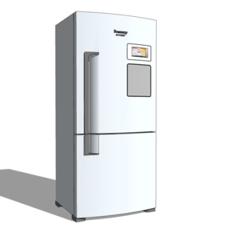 现代单开门冰箱su模型