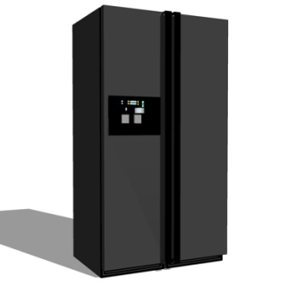 现代双开门冰箱su模型