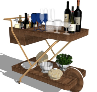 现代实木餐边柜su模型