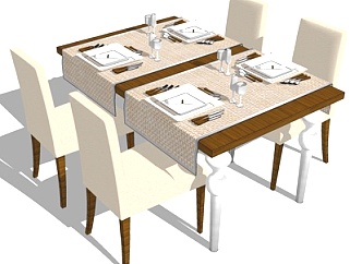 <em>美式</em>餐桌椅su模型