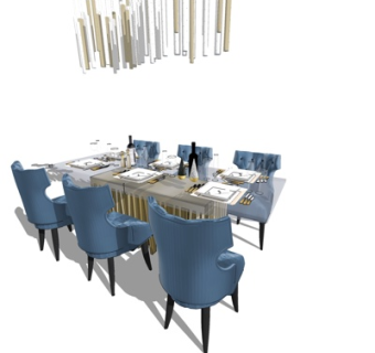 欧式餐桌椅su模型