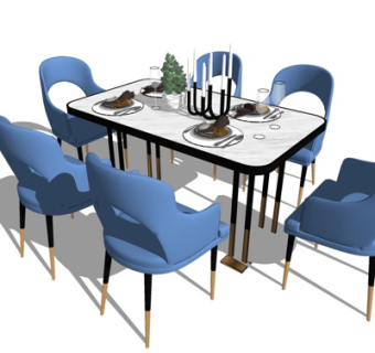 现代餐桌椅su模型