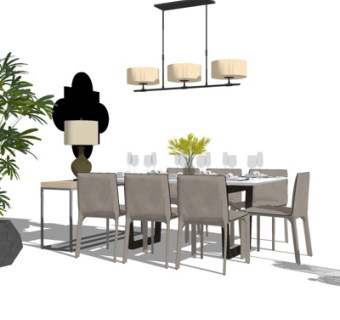 现代餐桌椅su模型