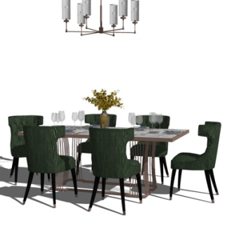 现代轻奢餐桌椅su模型